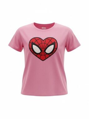 Marvel Spider-Man Heart Graphic Tee Pink XXL Cute Casual Y2K Comic